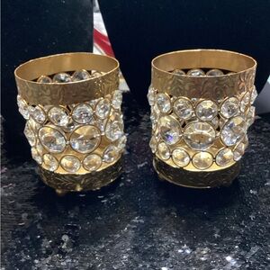 Gold and Crystal Candle Holders Set